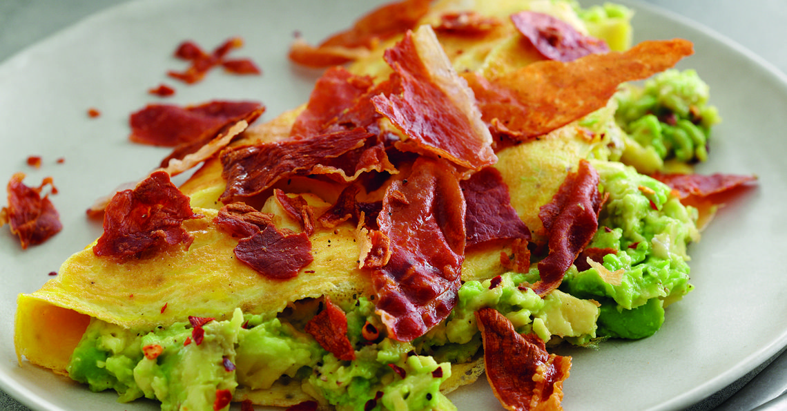 Avocado and crispy prosciutto omelette Egg Recipes British Lion Eggs